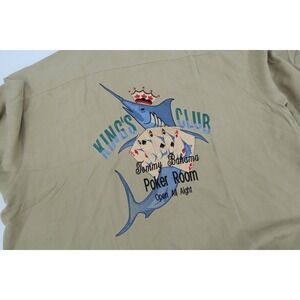 Tommy Bahama Mens XXL 100% Silk King's Club Poker Room Hawaiian Camp Shirt Beige